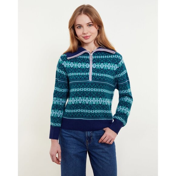 I-9. &Isla Asher Fairisle Quarter Zip Sweater Small - Picture 1 of 2
